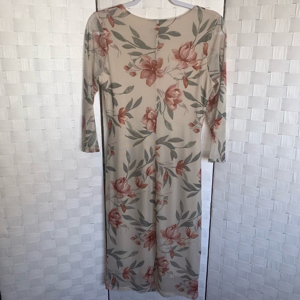 Kate And Lily Floral Midi Stretchy Mesh Overlay Sheath Dress Women’s Size 6 - Picture 4 of 9